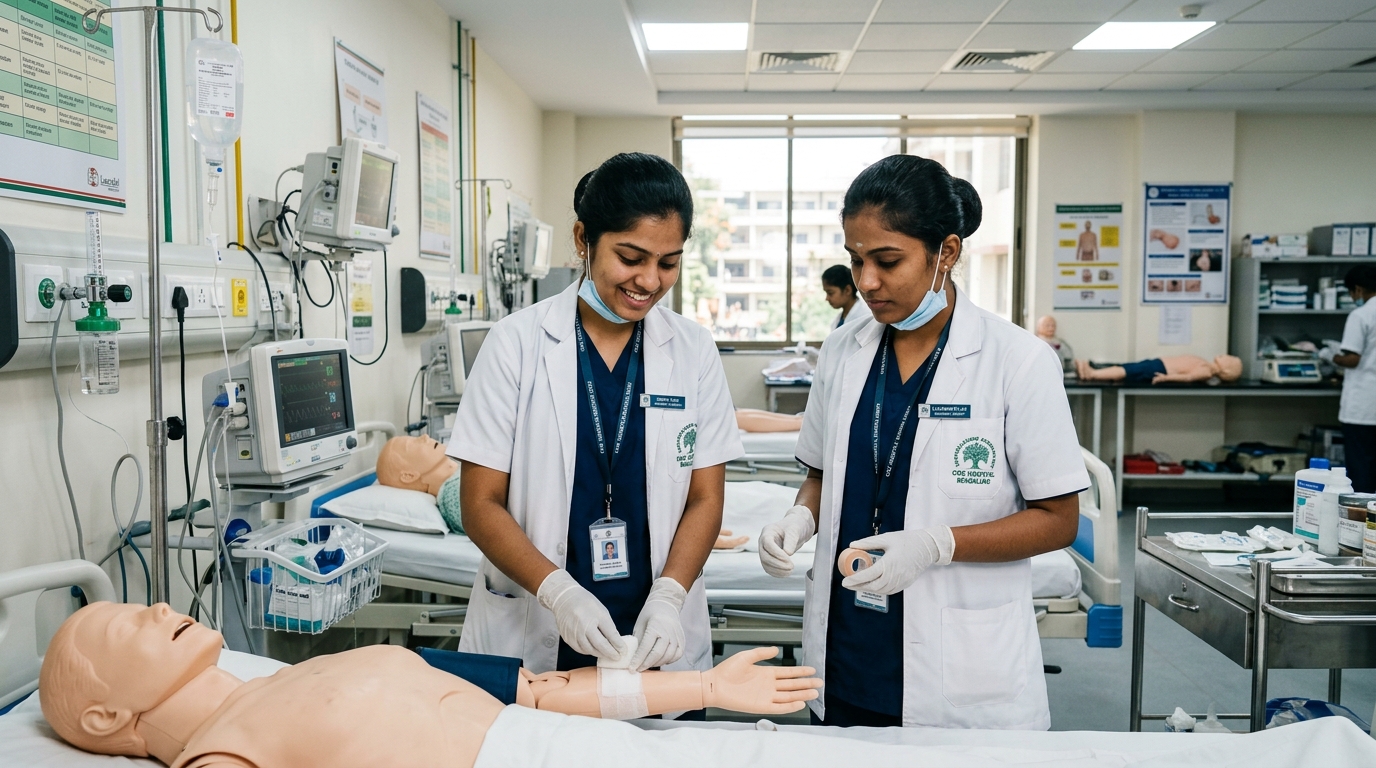 Nursing and healthcare students during clinical simulation training
